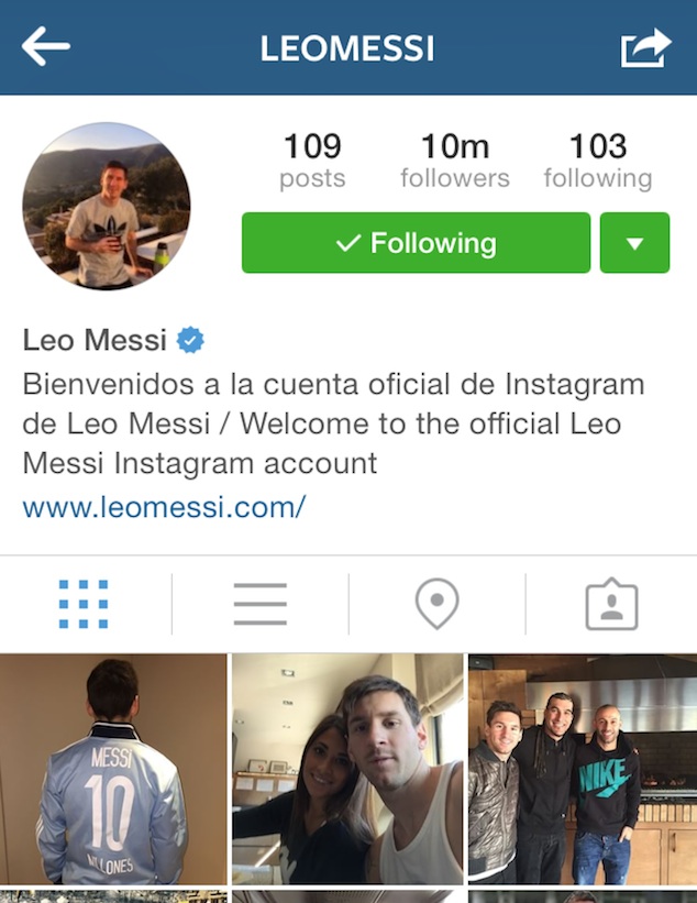 Messi has nothing to hide on Instagram